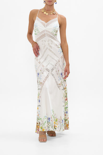 Lace Splice Bias Long Dress - Dressing Room Drama