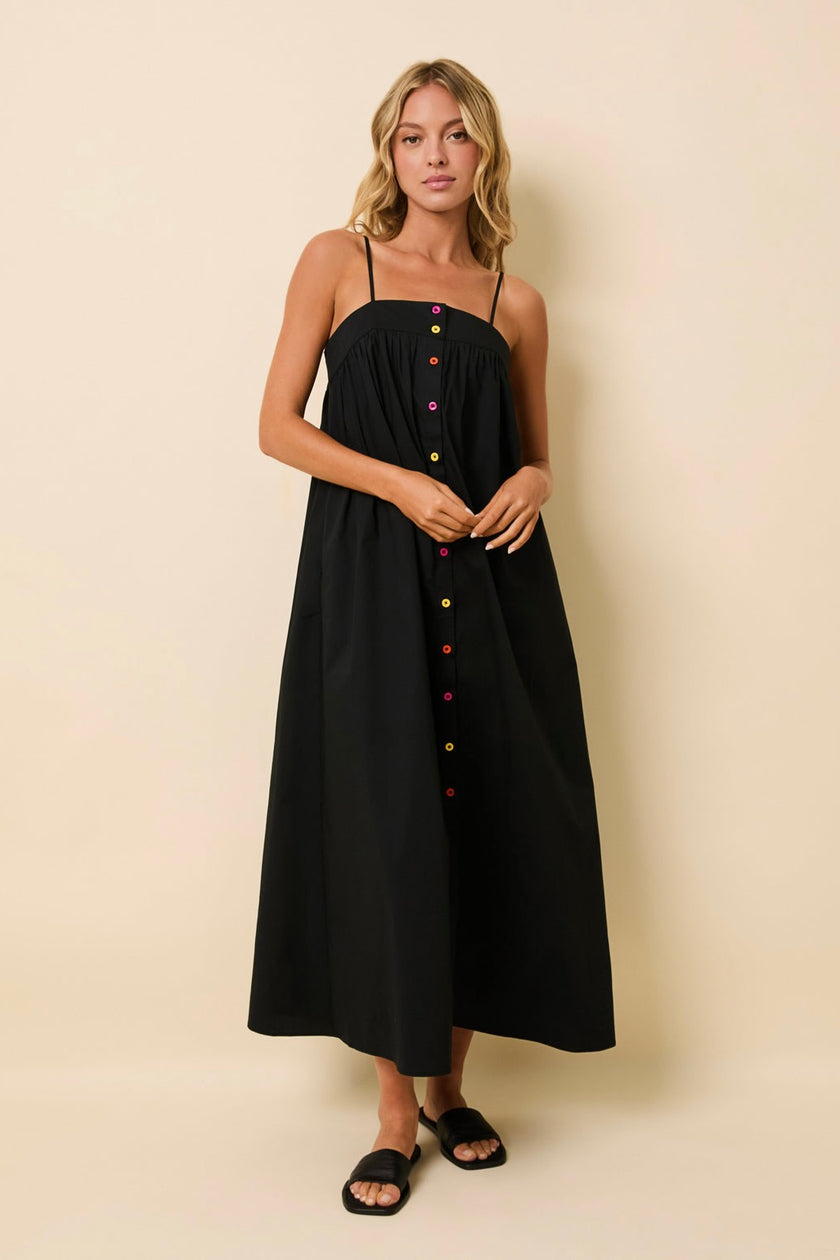 Cotton Multi Color Button Dress