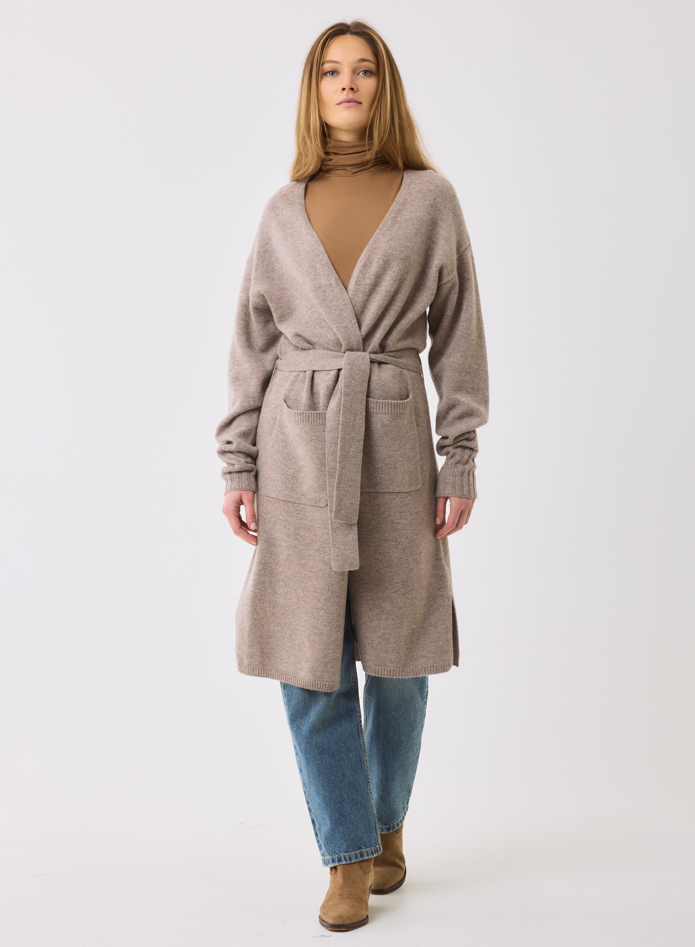 Merino Open Cardi With Belt