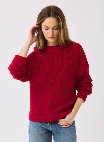 Merino Rib Red Crewneck Sweater