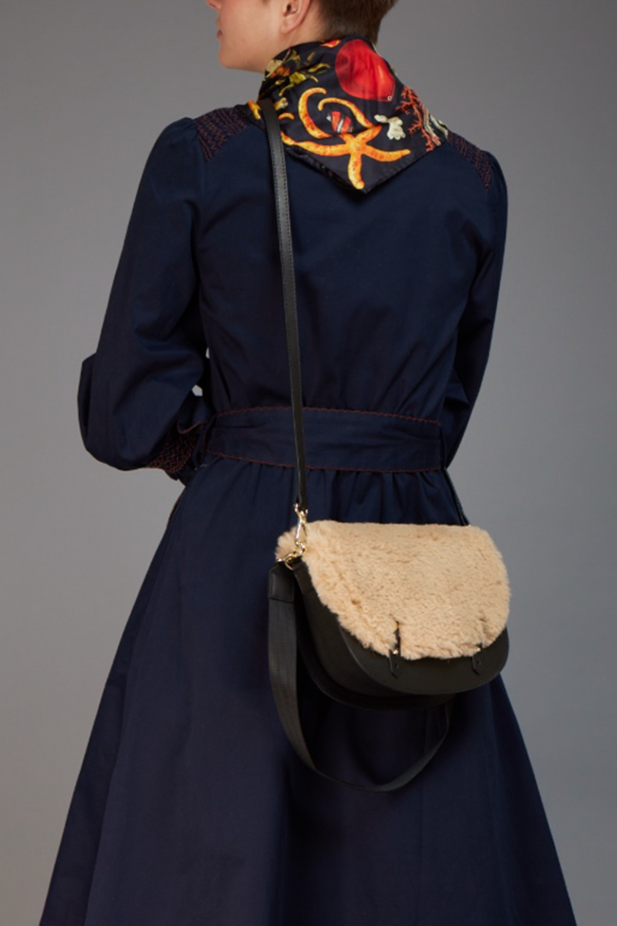 Leather & Shearling Crossbody Purse