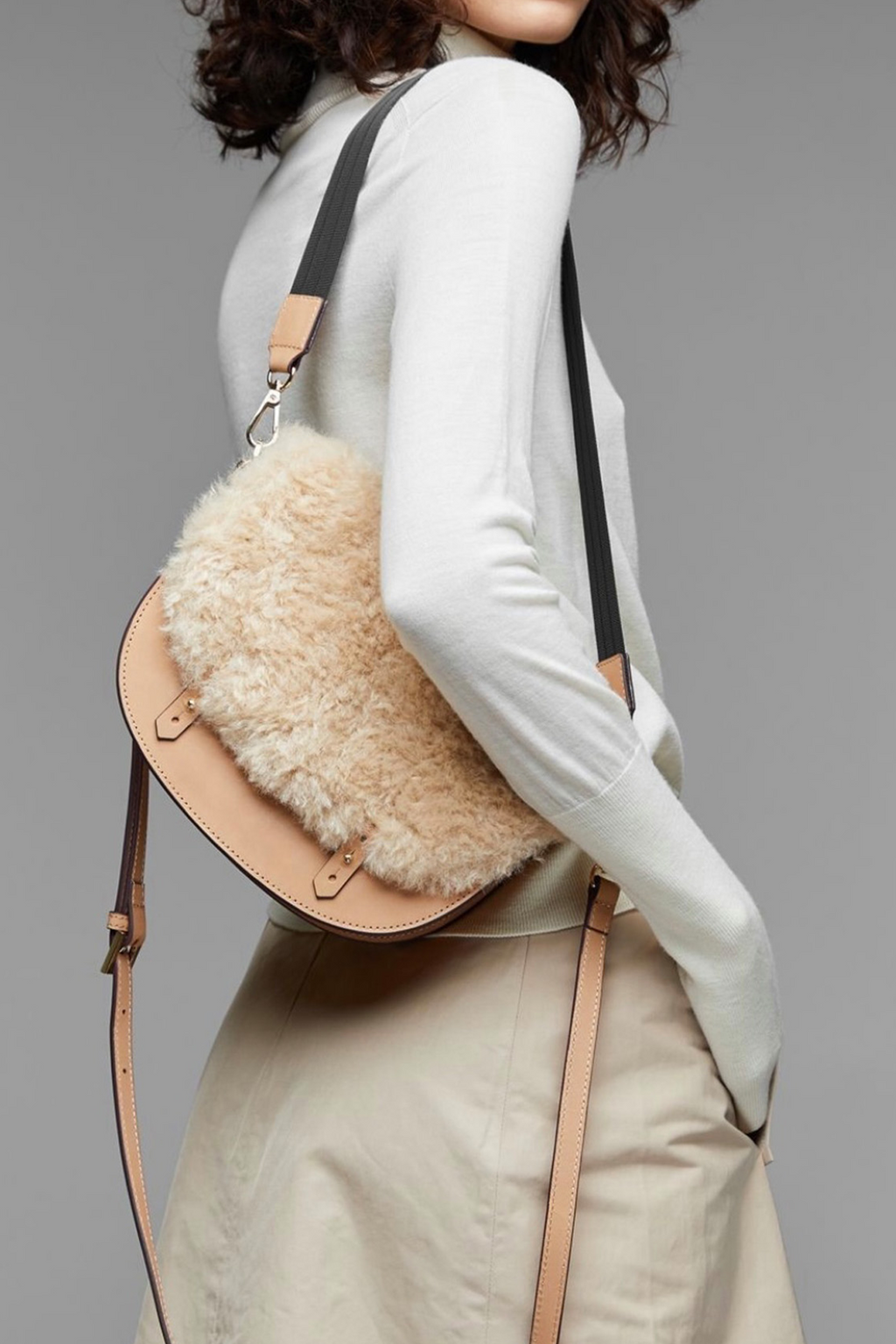 Leather & Shearling Crossbody Purse