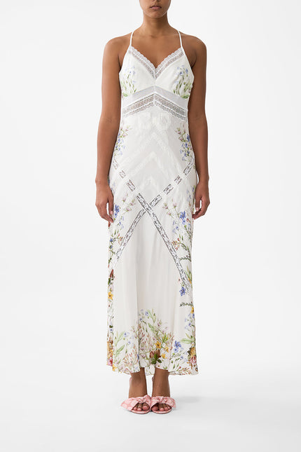 Lace Splice Bias Long Dress - Dressing Room Drama