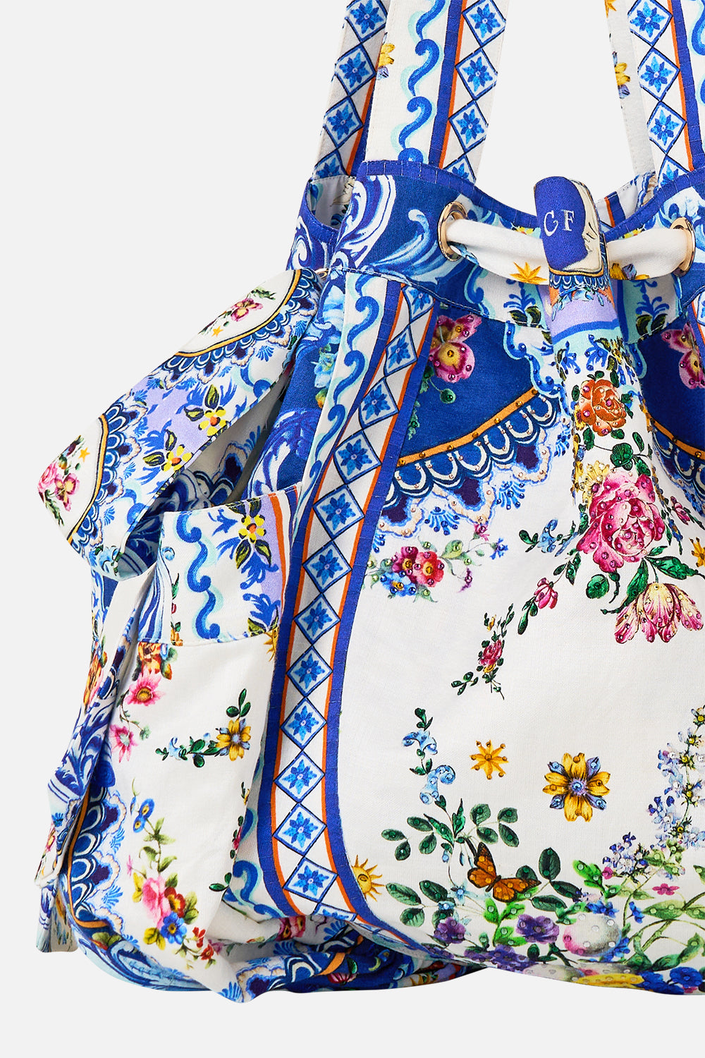 Drawstring Bow Beach Bag - Tiles Darts