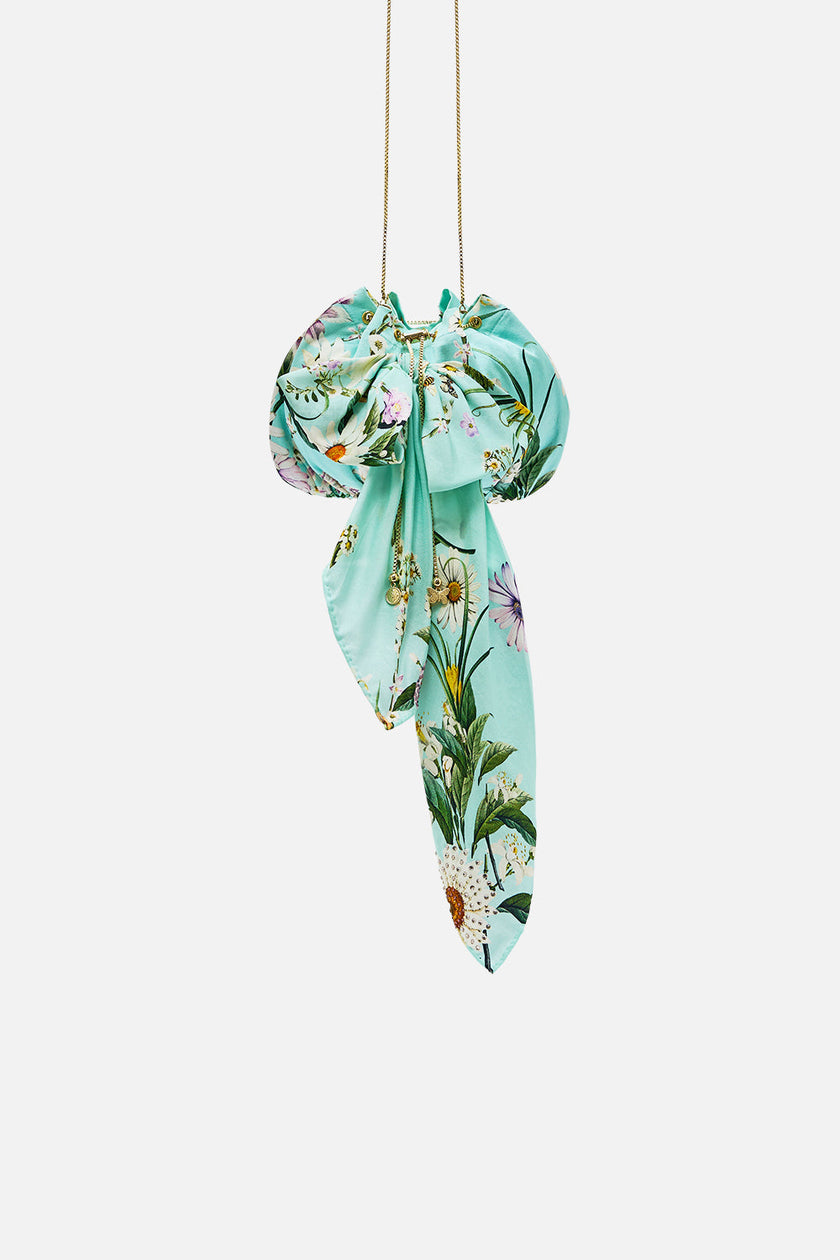 Drawstring Pouch Bag With Bow - Floral Freefall