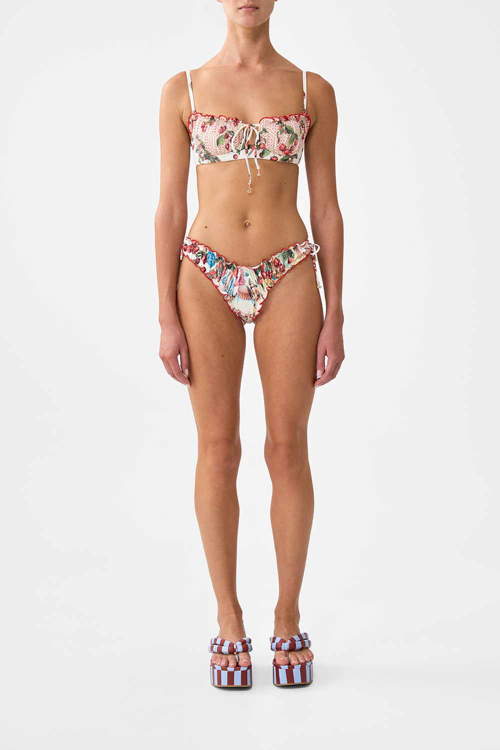 Ruched Cheeky Bikini Bottom With The Tie Sides