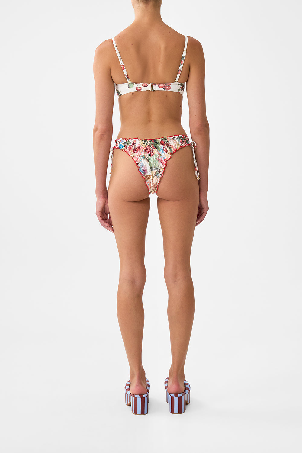 Ruched Cheeky Bikini Bottom With The Tie Sides