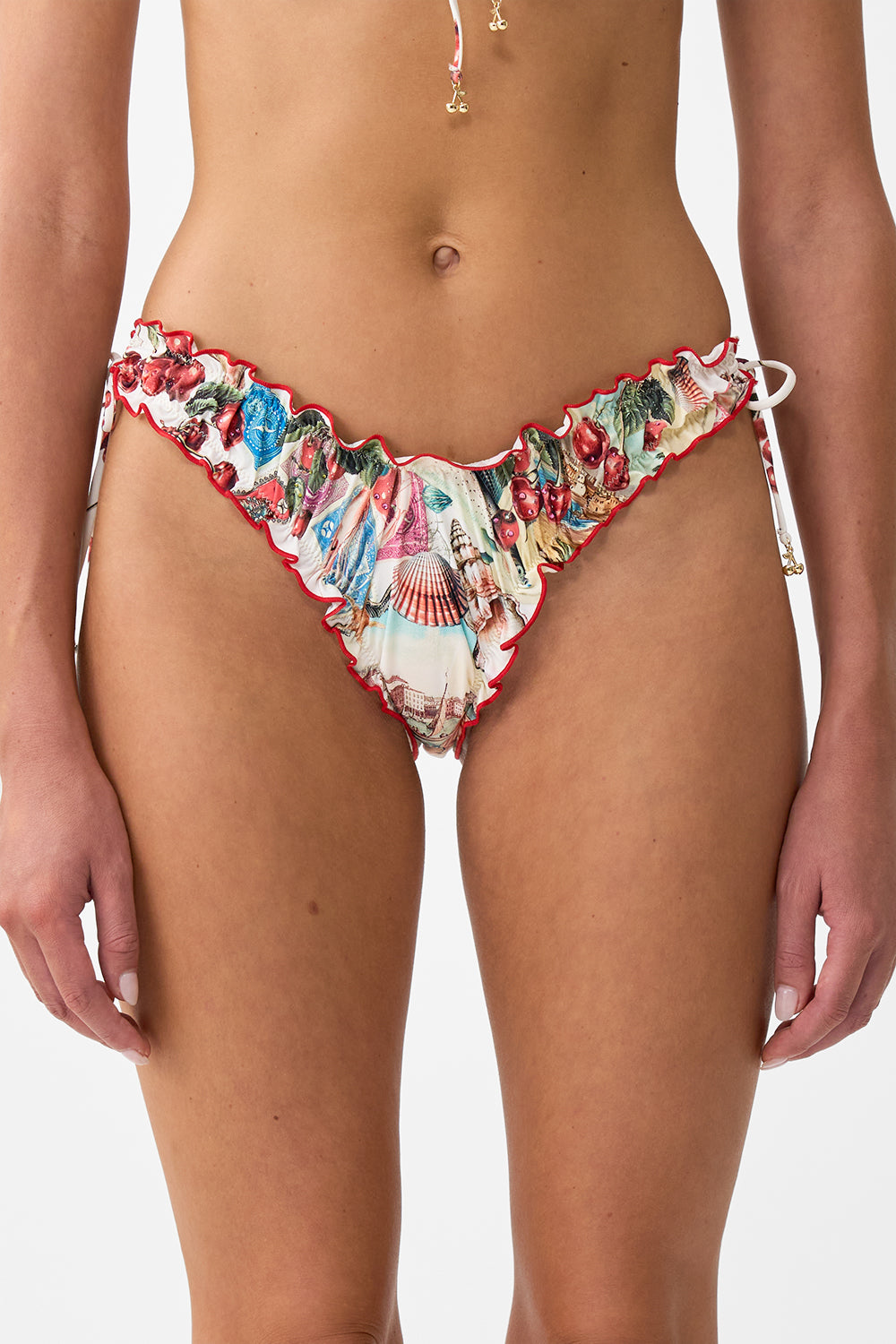 Ruched Cheeky Bikini Bottom With The Tie Sides