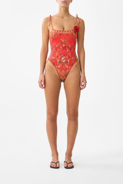 Straight Neck One Piece With Rosette Detail - Olé Olé