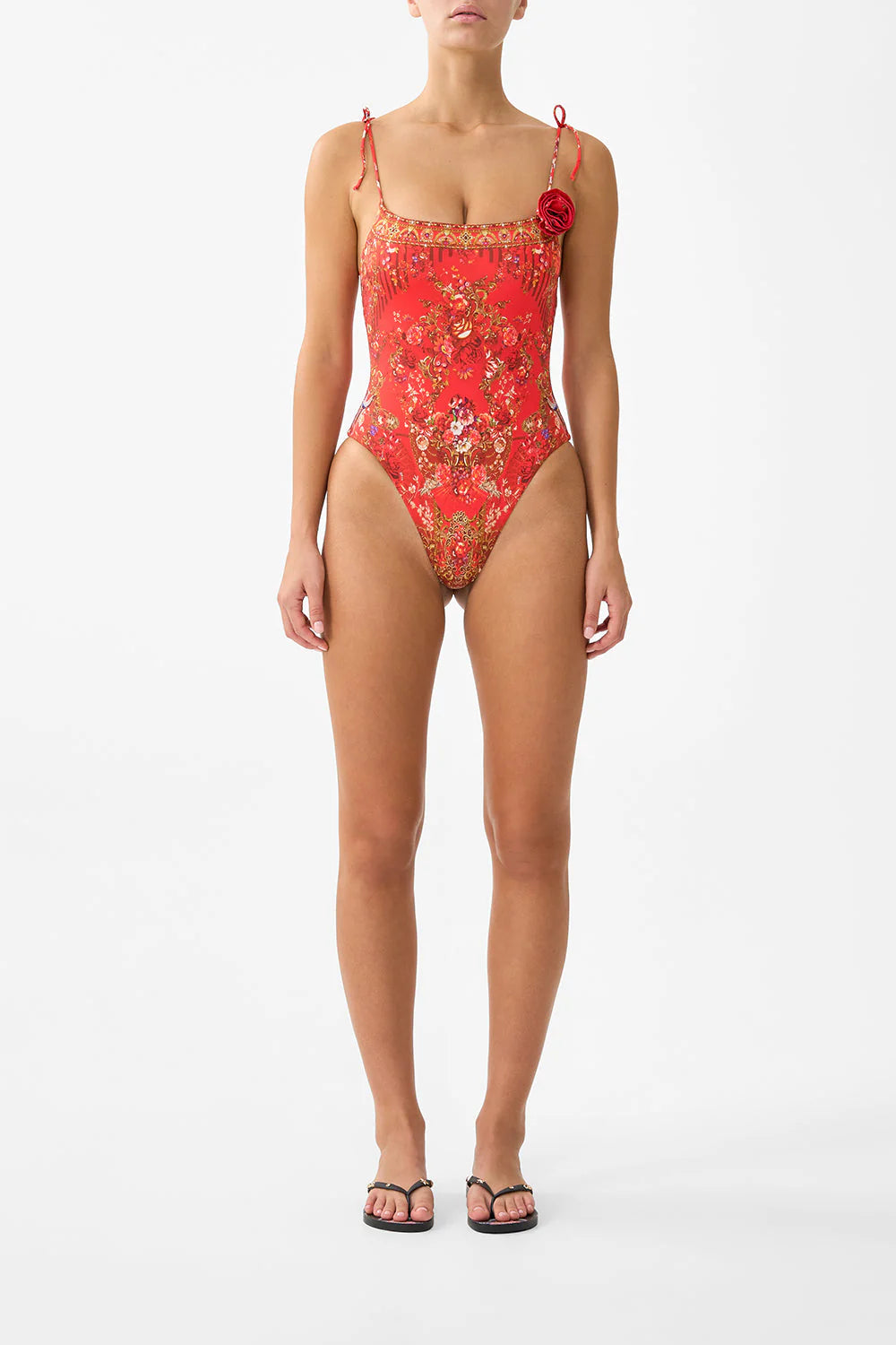 Straight Neck One Piece With Rosette Detail - Olé Olé
