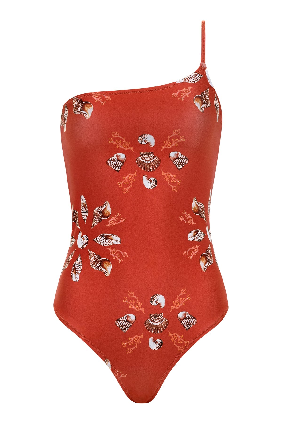 One Shoulder Shell Tile Bathing Suit