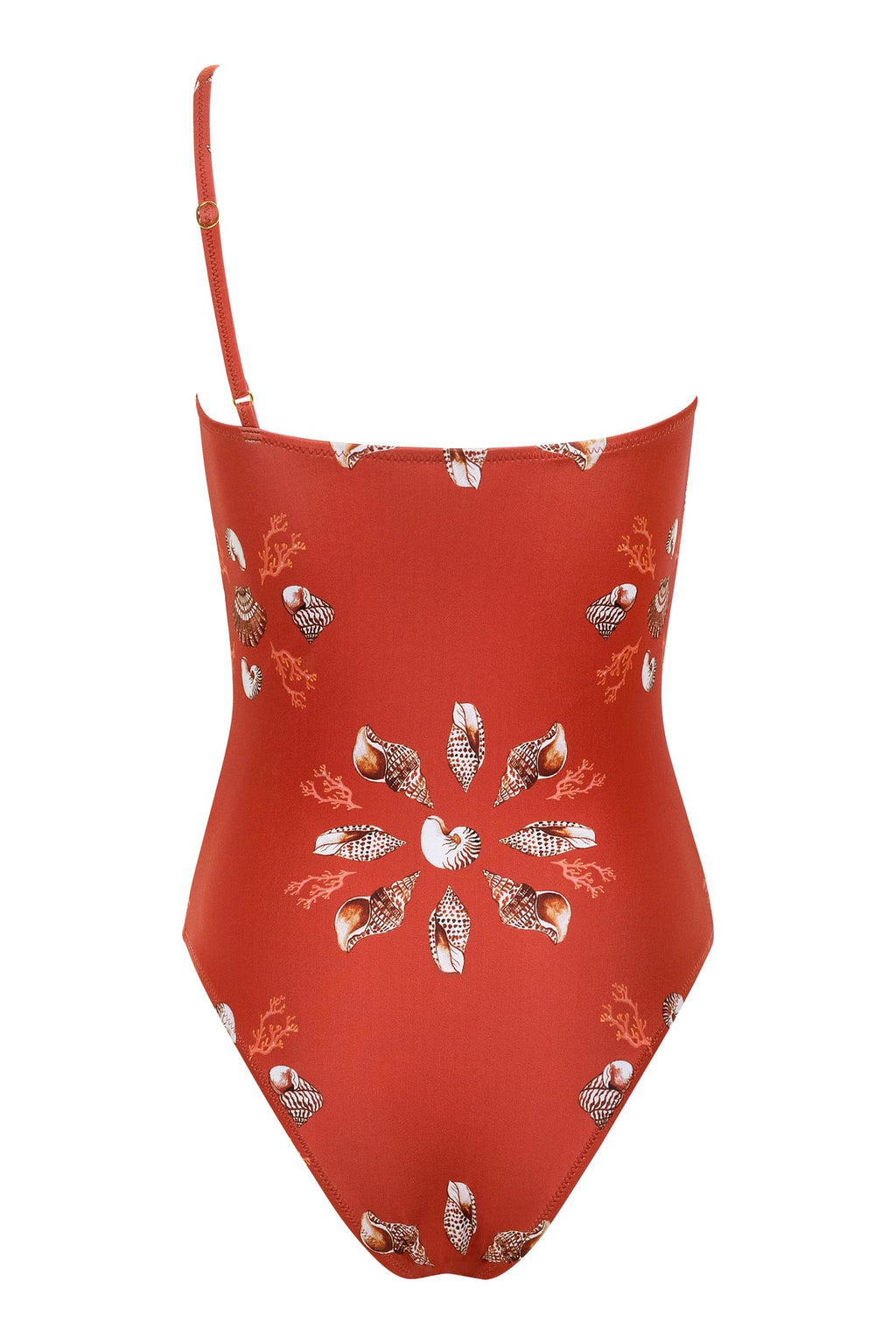 One Shoulder Shell Tile Bathing Suit