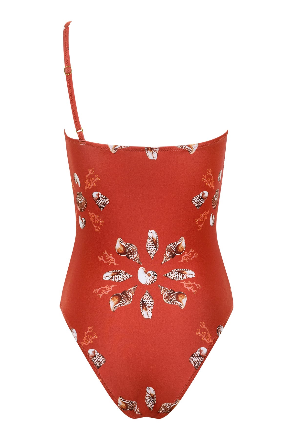 One Shoulder Shell Tile Bathing Suit