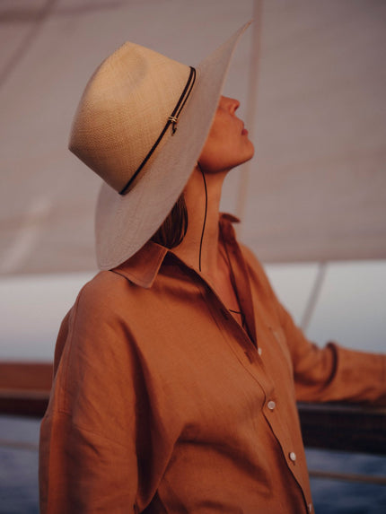 Adjustable Leather Tie Classic Straw Hat