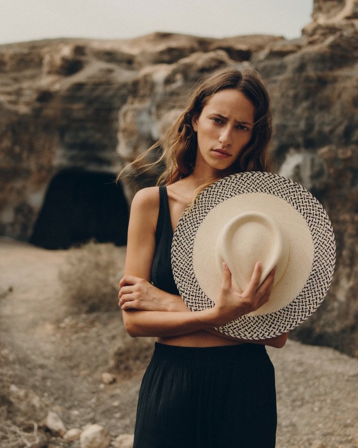 100% Straw Edge Detailed Sunhat - Size 58