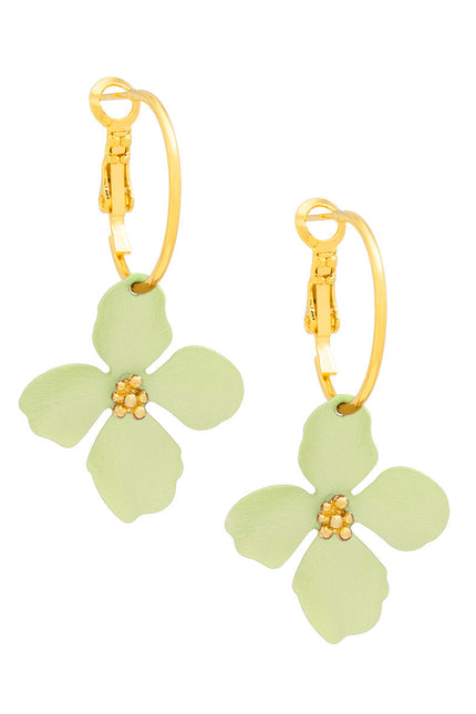 Single Flower On Hoop Earring