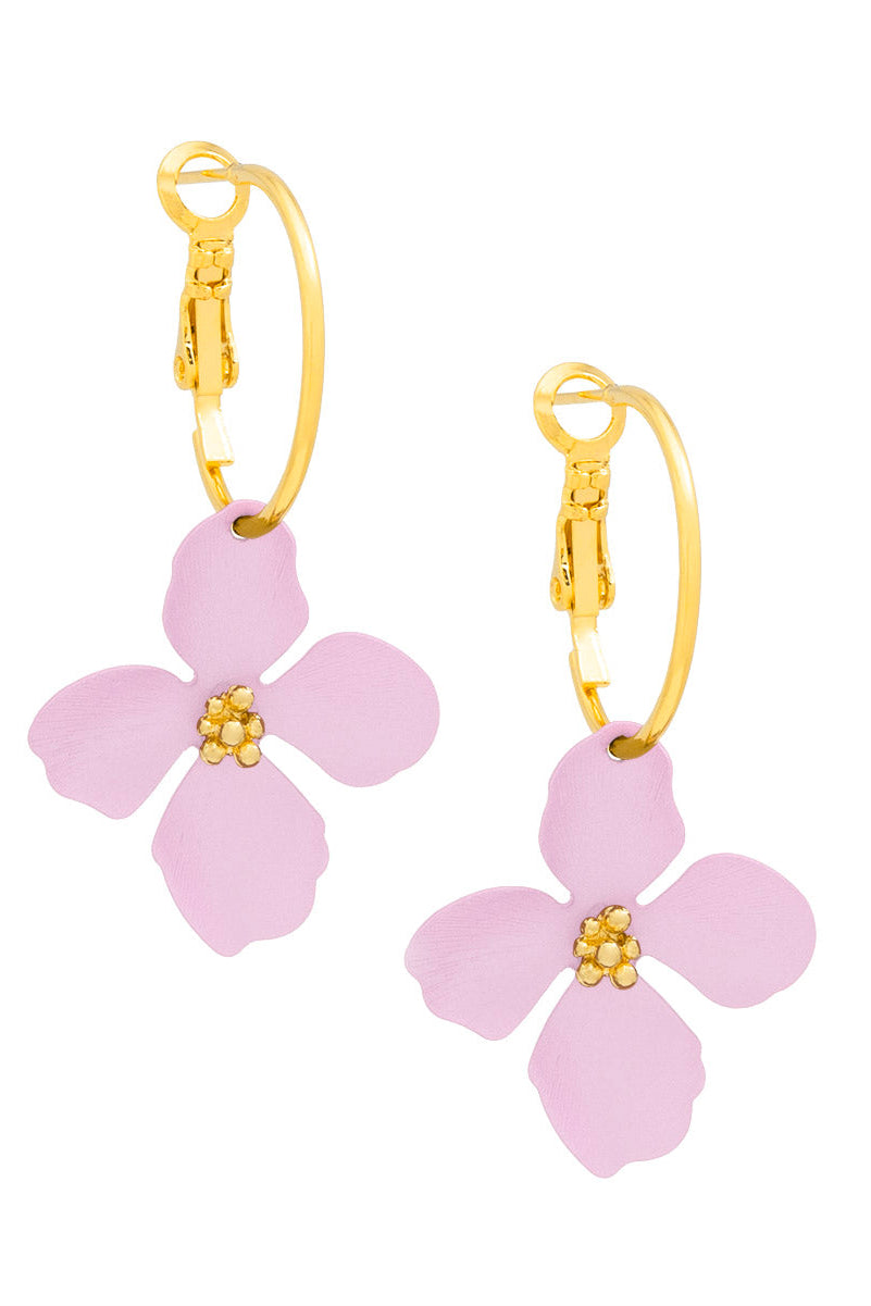 Single Flower On Hoop Earring