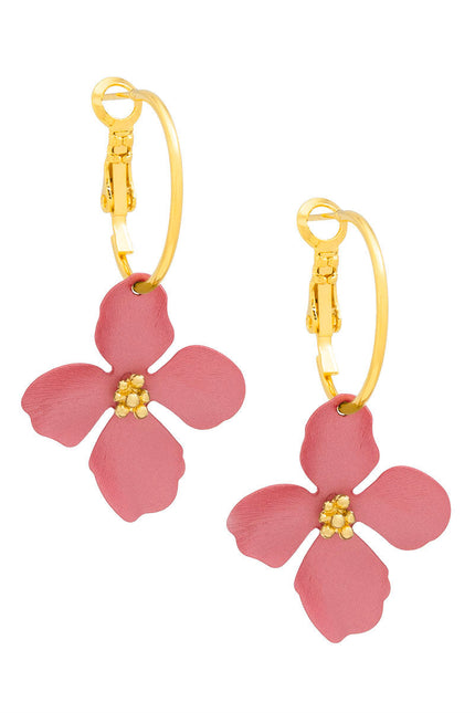 Single Flower On Hoop Earring