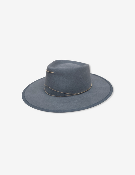 100% Wool Gold Trim Detail Hat - Grey