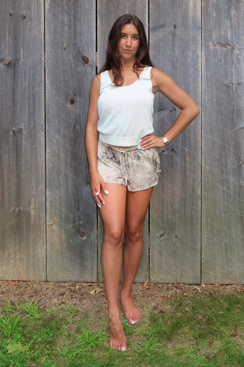 Silk Tie Front Mini Shorts