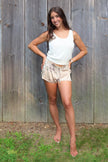 Silk Tie Front Mini Shorts