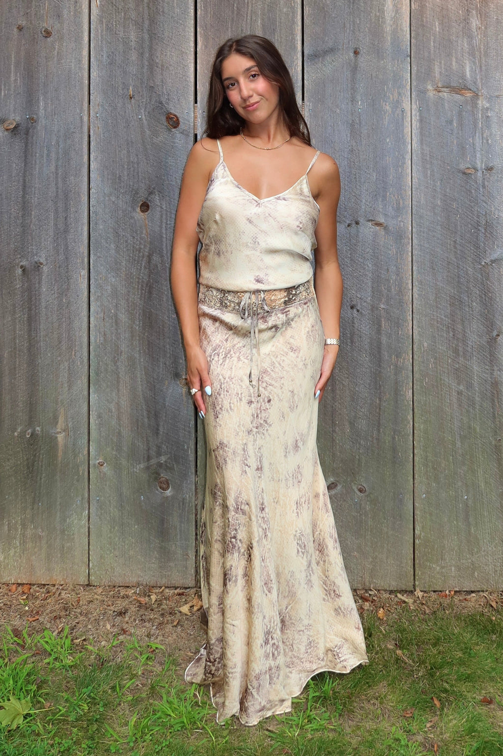 Silk Charmeuse Skirt With Detailed Tie Waistband