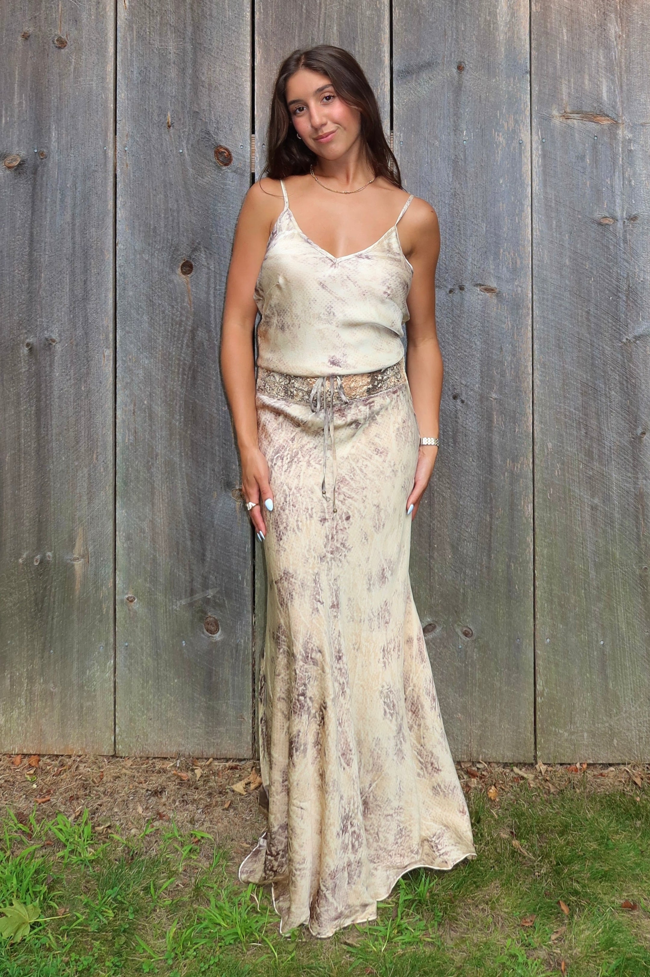 Silk Charmeuse Skirt With Detailed Tie Waistband