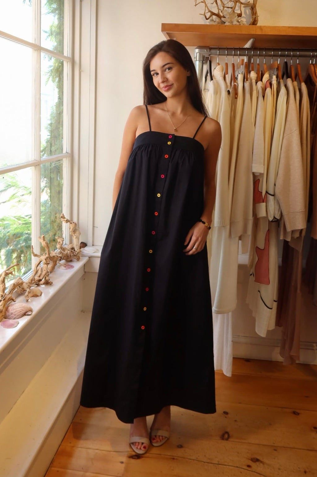 Cotton Multi Color Button Dress