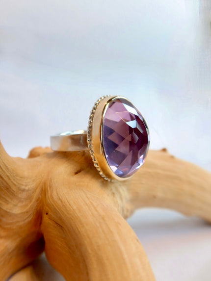 14k Inverted Amethyst Ring - 7