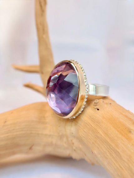 14k Inverted Amethyst Ring - 7