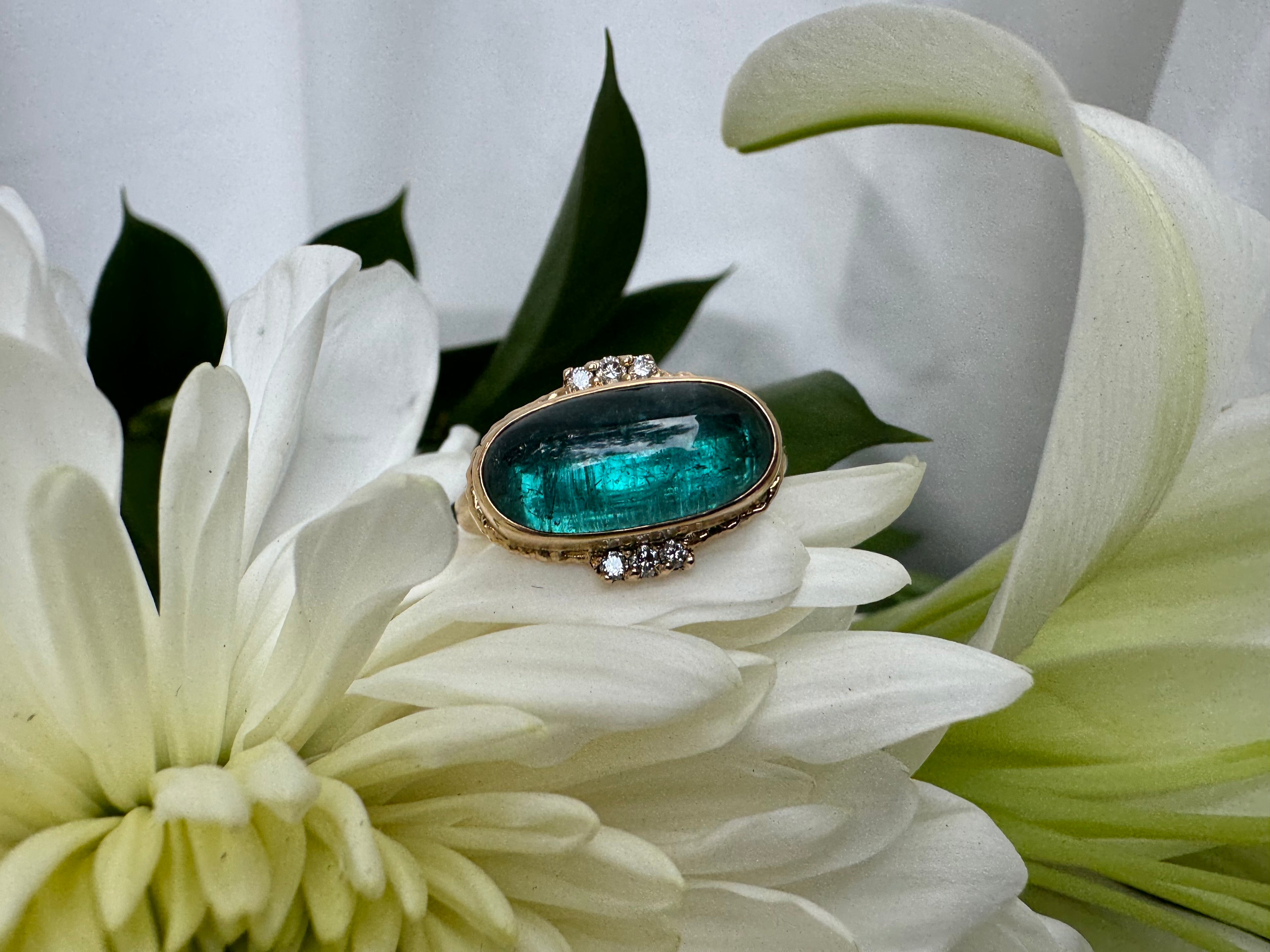 Smooth Indicolite With Diamonds - 7.25