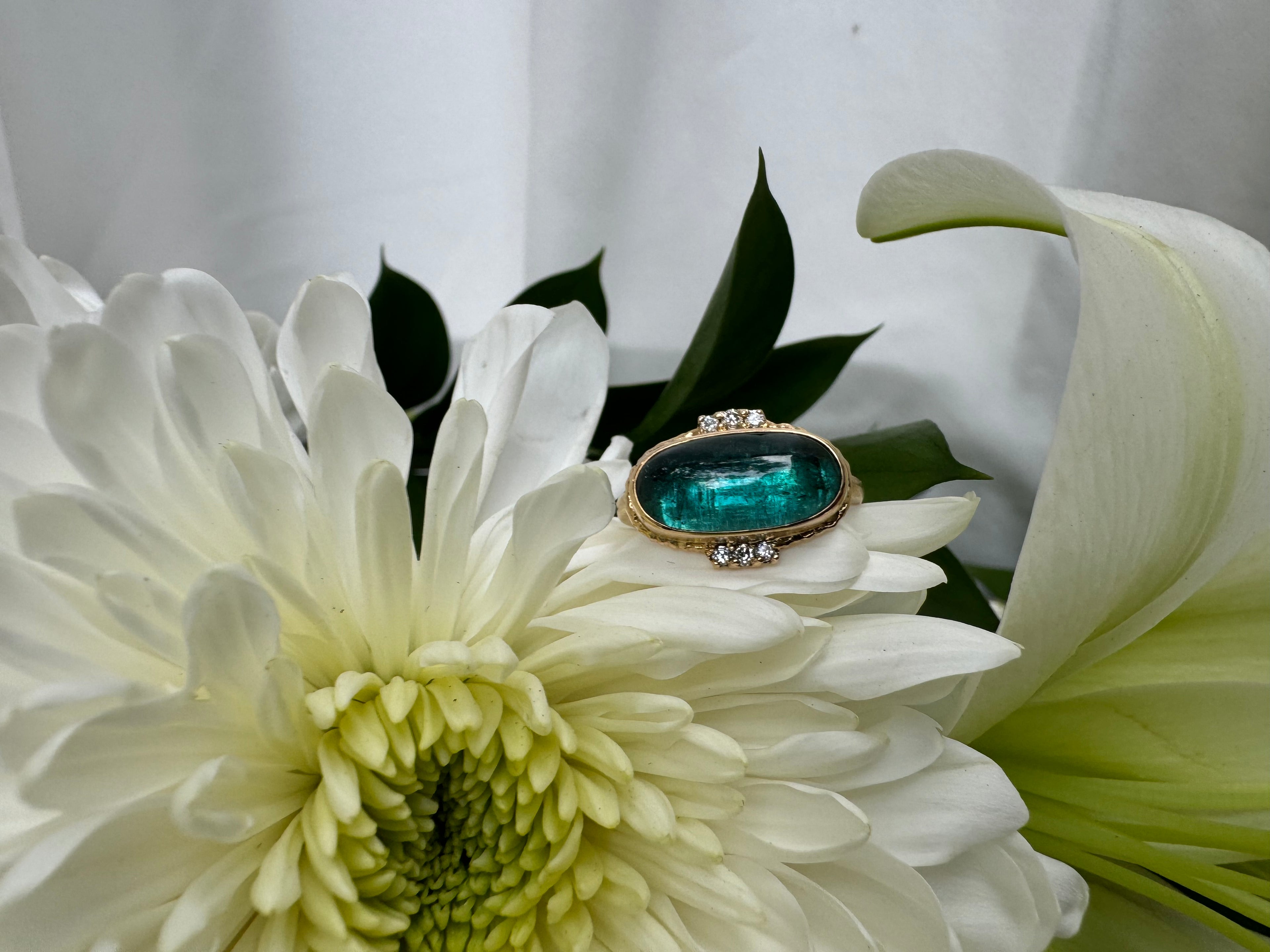 Smooth Indicolite With Diamonds - 7.25