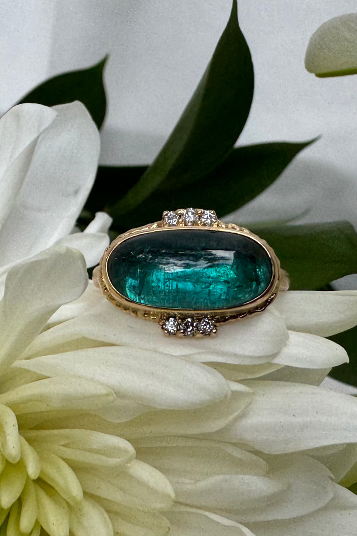 Smooth Indicolite With Diamonds - 7.25