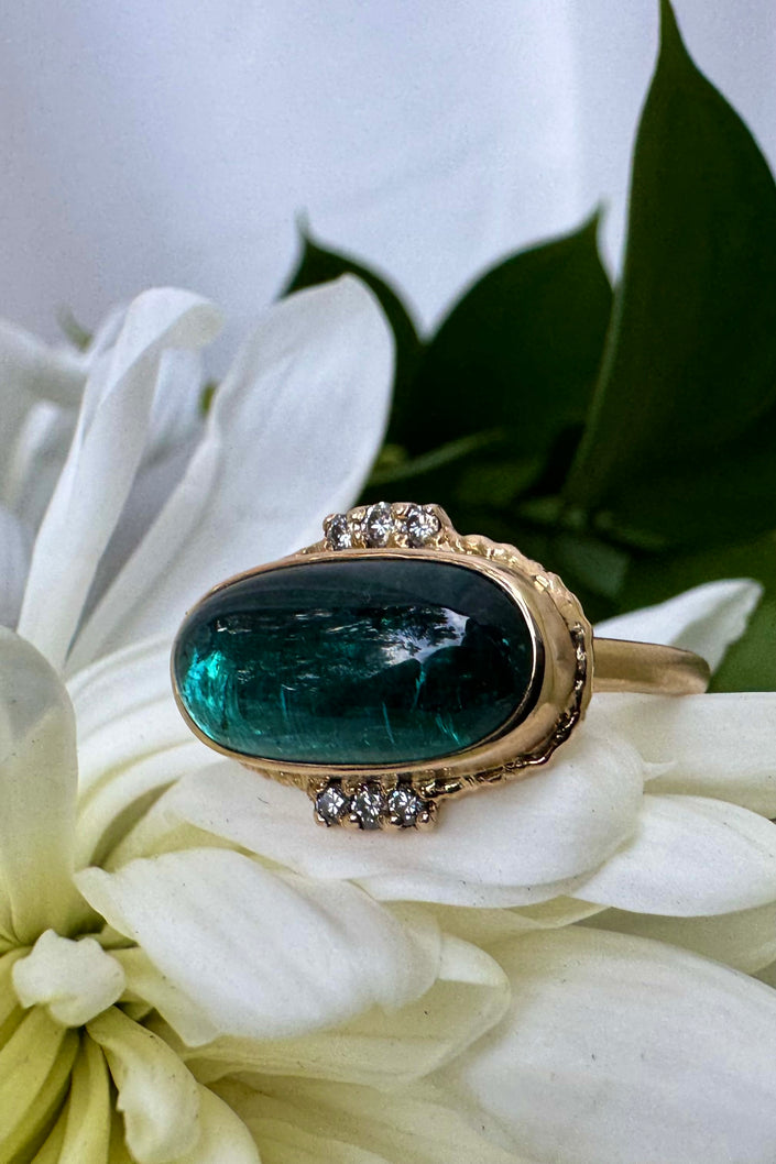 Smooth Indicolite With Diamonds - 7.25