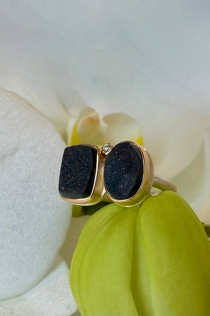 14k Brazilian Black Drusy Ring - 7