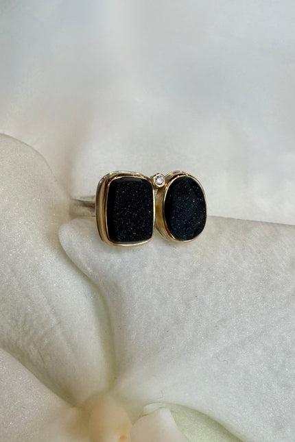 14k Brazilian Black Drusy Ring - 7
