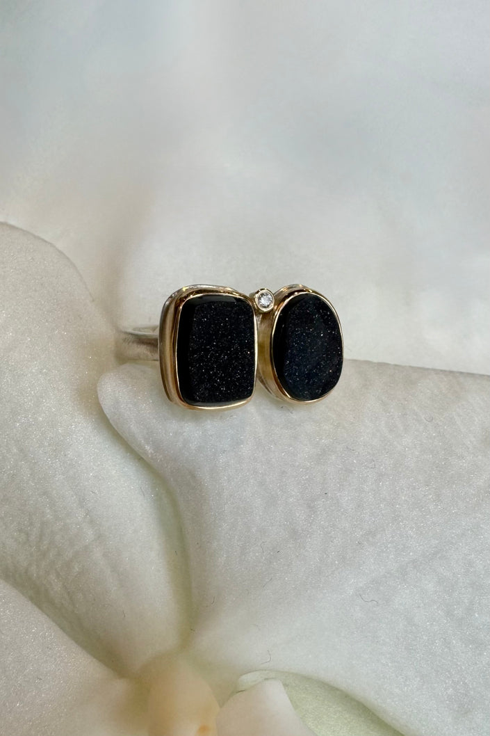14k Brazilian Black Drusy Ring - 7