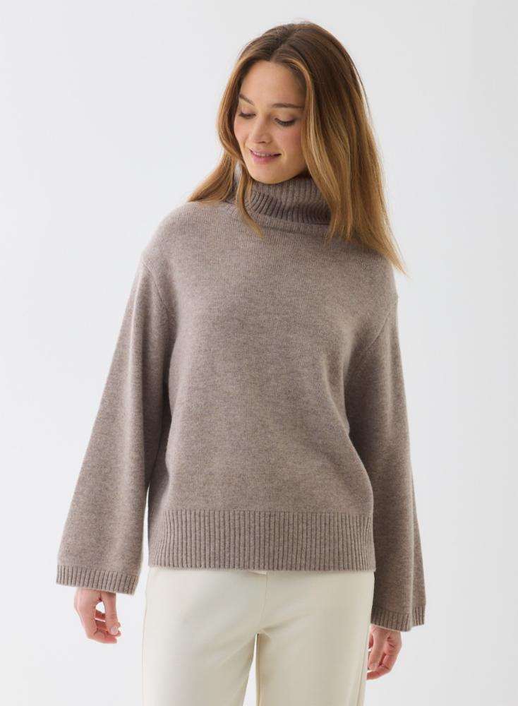 Merino Wool Relaxed Turtleneck Top