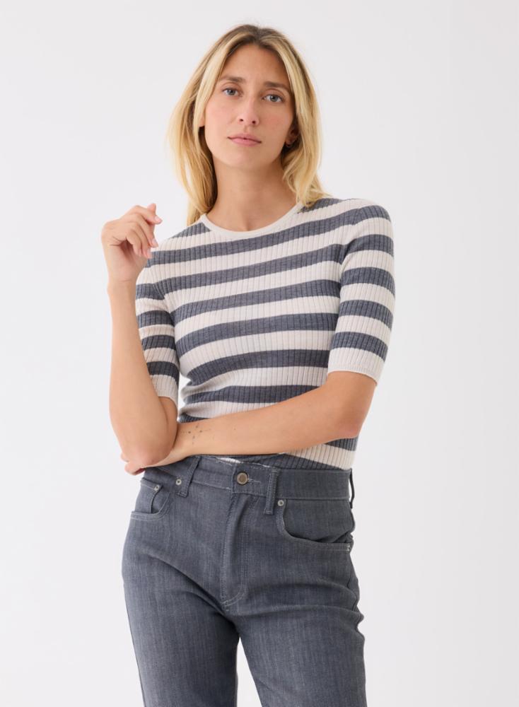 Superfine Merino Rib Striped Tee
