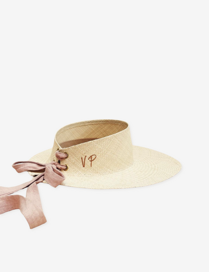 Pink Ribbon Visor Hat - Adjustable Linen Tie