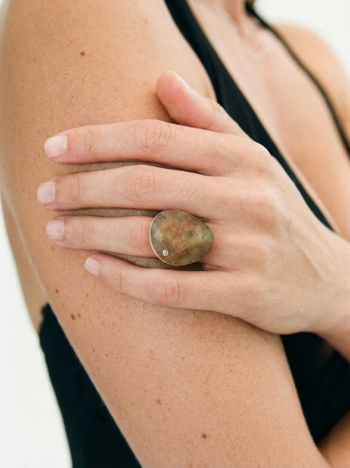 14k Green Turkish Drusy w/ Diamond 8.25