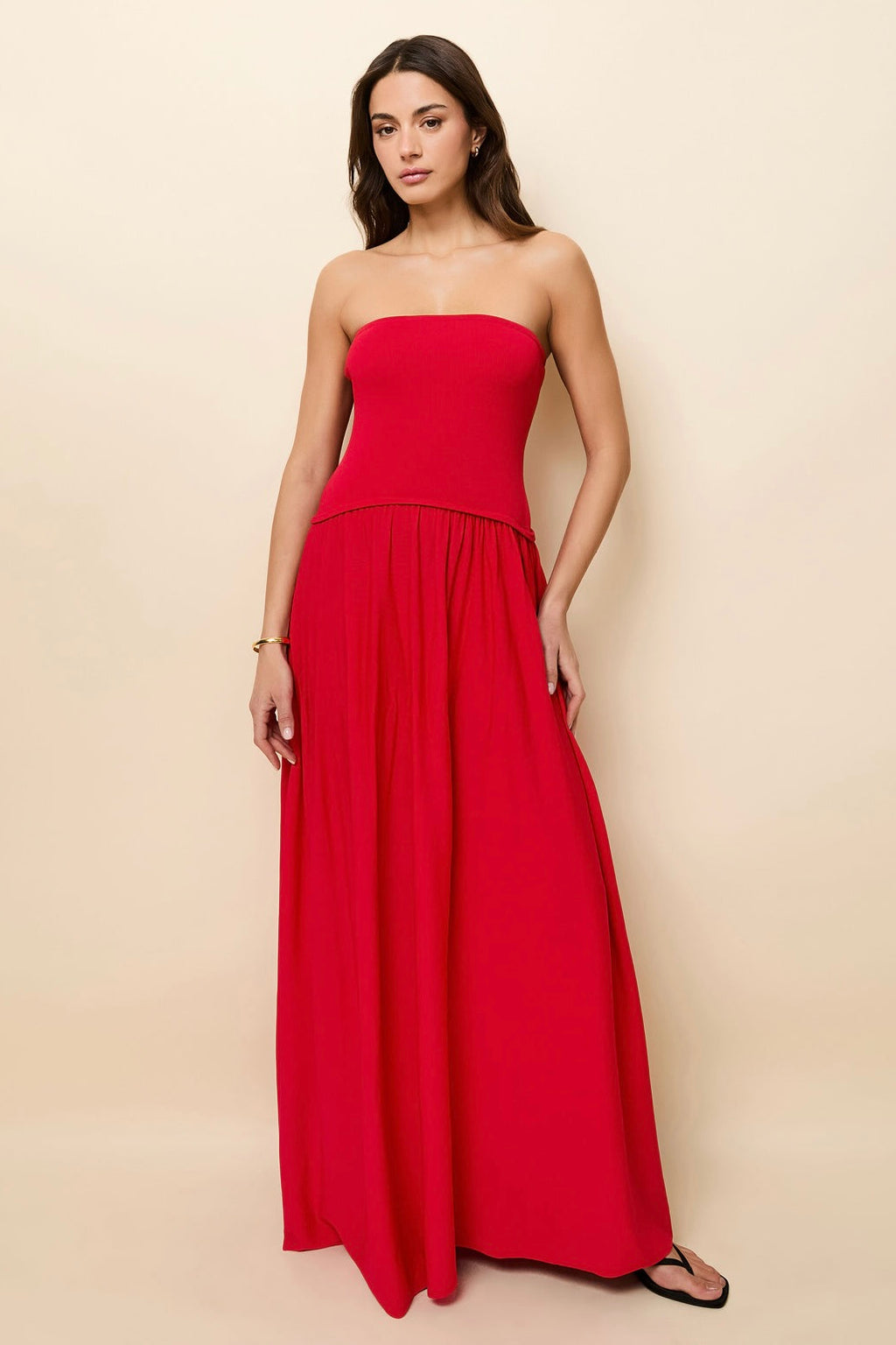 Strapless Red Robin Maxi Dress