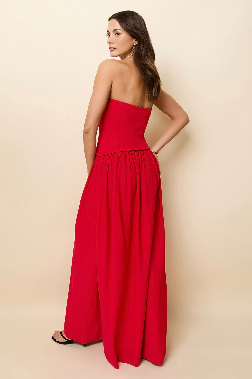 Strapless Red Robin Maxi Dress