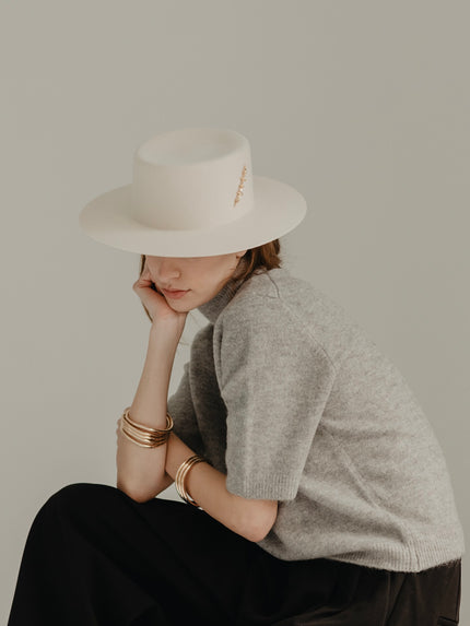 100% Wool Gold Beads Embroidered Hat