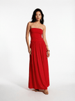 Strapless Red Robin Maxi Dress