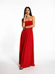 Strapless Red Robin Maxi Dress