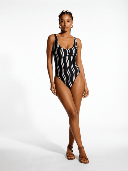 Black & White Low Back One Piece Suit