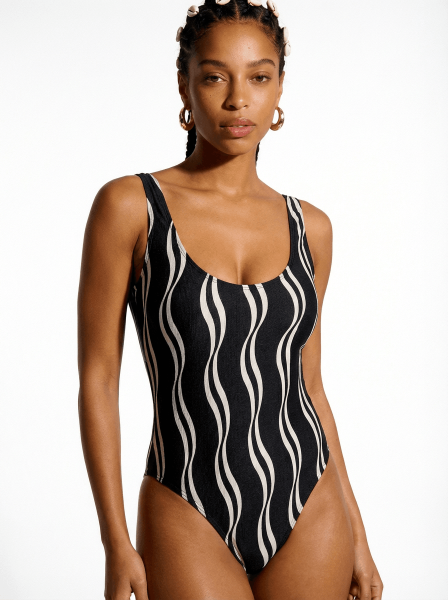 Black & White Low Back One Piece Suit