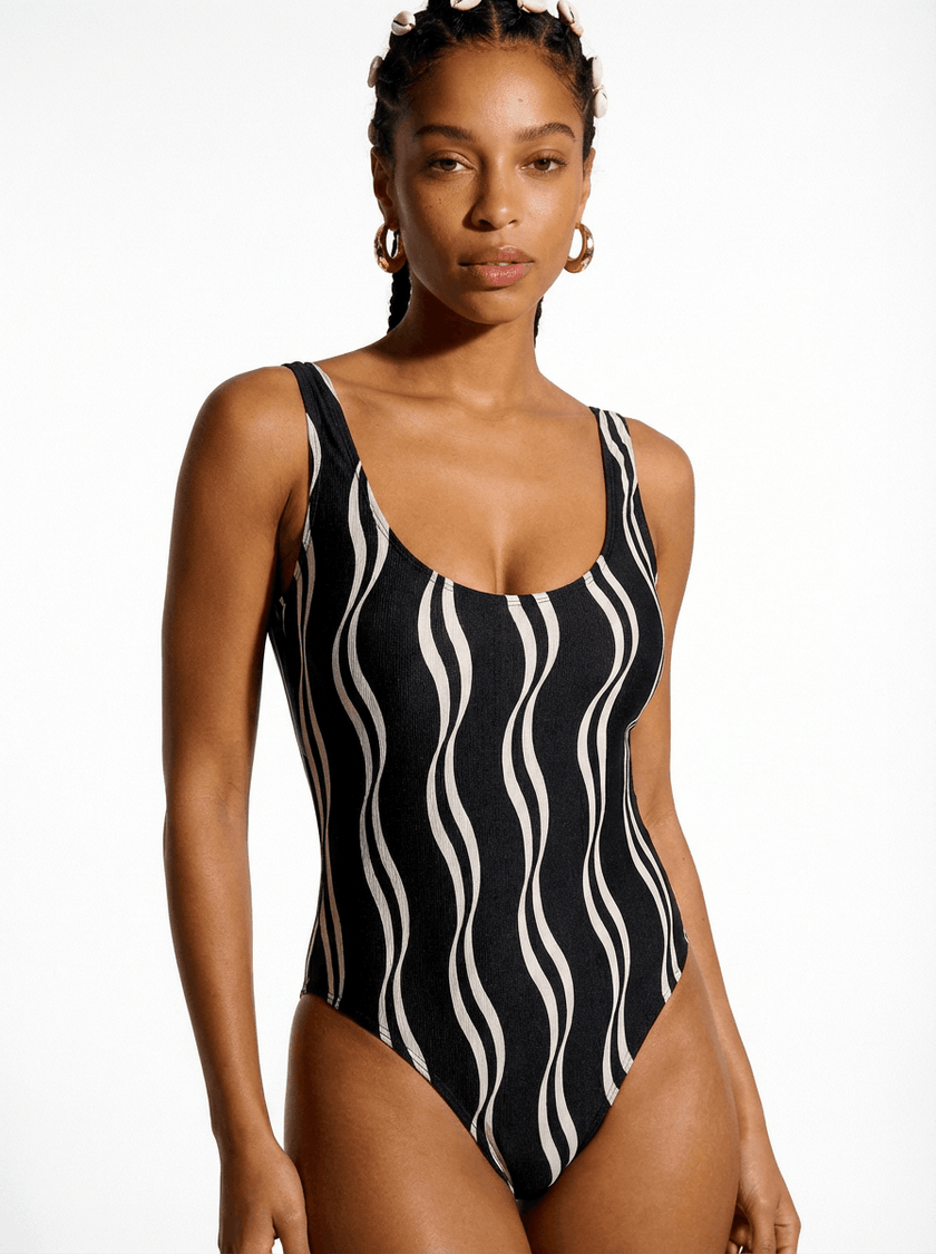 Black & White Low Back One Piece Suit