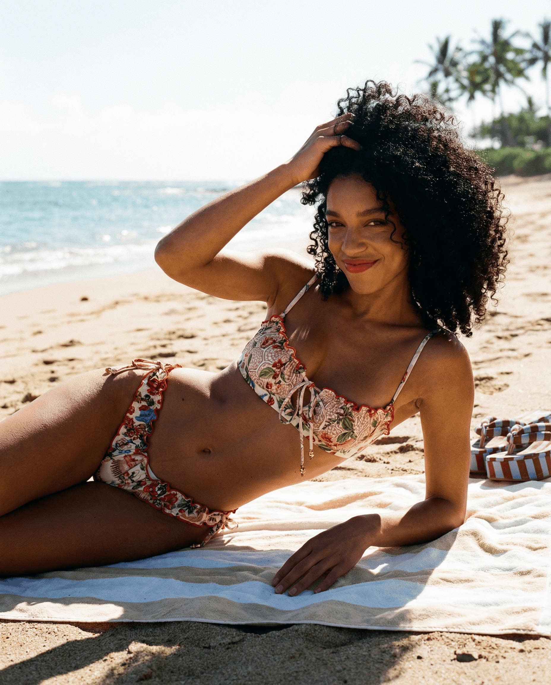 Ruched Cup Underwire Bikini Top W Tie Front